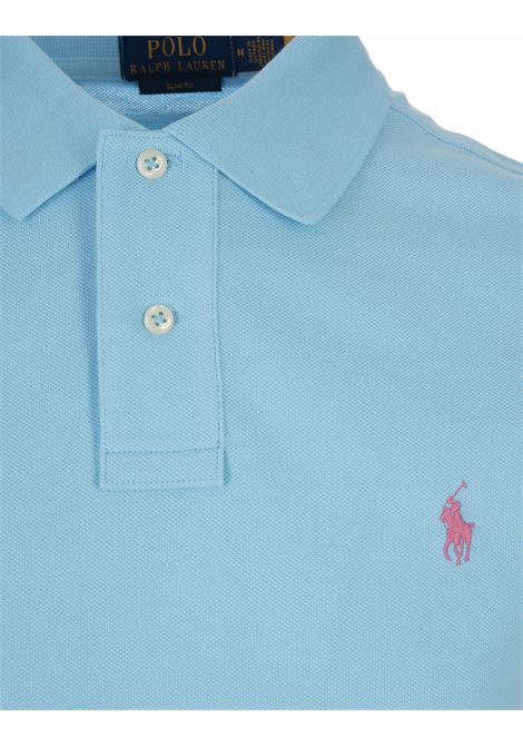 RALPH LAUREN Polo in Piquet Slim-Fit Turchese e Rosa - RALPH LAUREN Vendite Flash