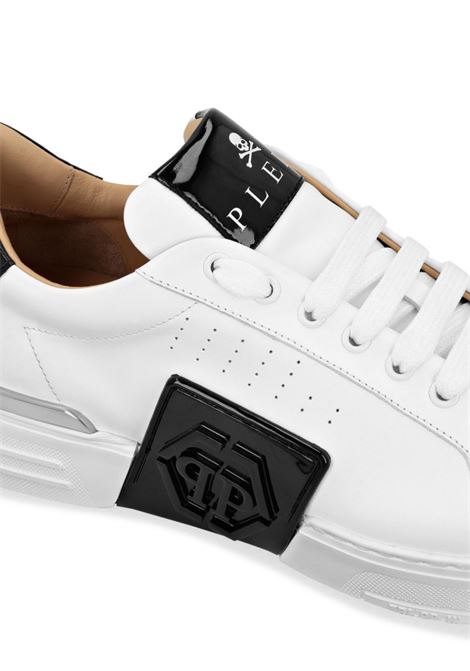 PHILIPP PLEIN Low-Top Leather Sneakers Phantom Kick$ Bianche - PHILIPP PLEIN Italy