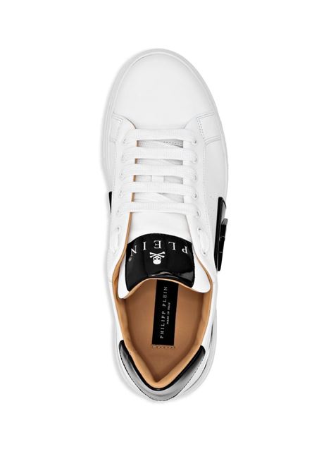 PHILIPP PLEIN Low-Top Leather Sneakers Phantom Kick$ Bianche - PHILIPP PLEIN Italy