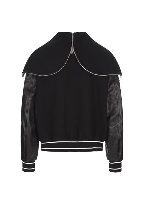 GIVENCHY Bomber Nero In Lana e Pelle Con Cappuccio - GIVENCHY Promozione Limitata