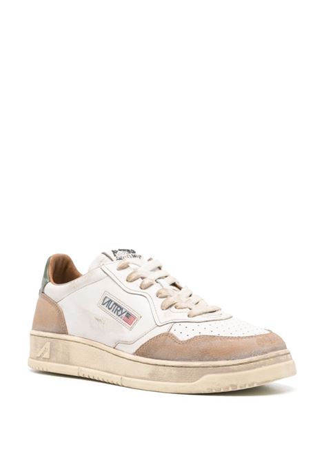 AUTRY Sneakers Medalist Super Vintage Bianche Con Inserti In Suede Verde e Cognac - AUTRY Sottocosto