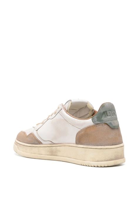 AUTRY Sneakers Medalist Super Vintage Bianche Con Inserti In Suede Verde e Cognac - AUTRY Sottocosto