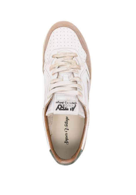 AUTRY Sneakers Medalist Super Vintage Bianche Con Inserti In Suede Verde e Cognac - AUTRY Sottocosto