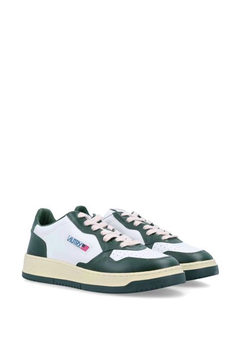 AUTRY Sneakers Medalist Low In Pelle Bicolor Bianca e Verde - AUTRY Convenienza