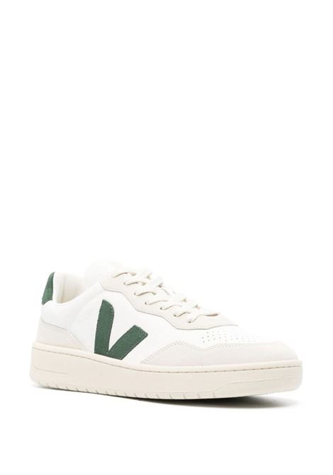 VEJA Sneakers V-90 In Pelle Bianca e Verde - VEJA Saldi Di Fabbrica