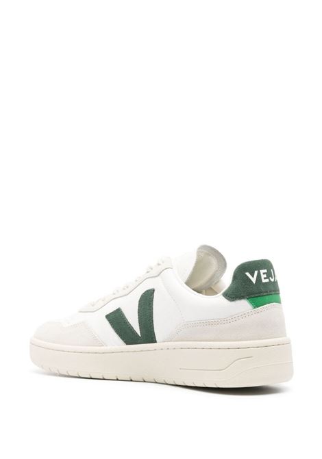 VEJA Sneakers V-90 In Pelle Bianca e Verde - VEJA Saldi Di Fabbrica