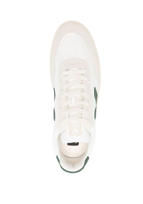 VEJA Sneakers V-90 In Pelle Bianca e Verde - VEJA Saldi Di Fabbrica