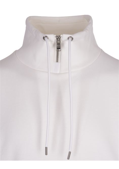 BOSS Felpa a Collo Alto Bianca Con Patch Logo - BOSS Vendita