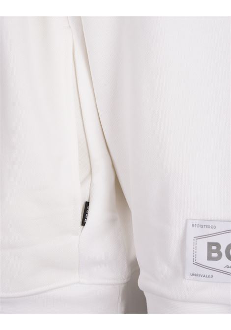BOSS Felpa a Collo Alto Bianca Con Patch Logo - BOSS Vendita