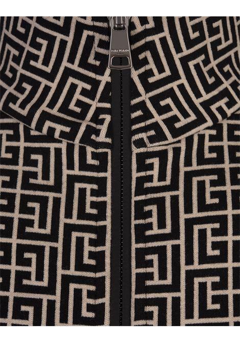 BALMAIN Bomber In Tessuto Monogram Avorio e Nero - BALMAIN Promozione Limitata