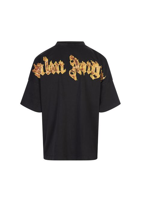 PALM ANGELS T-Shirt Burning Palm Nera - PALM ANGELS Prezzo Ridotto