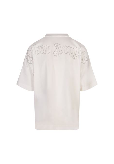 PALM ANGELS T-Shirt Bianca Con Monogram Ricamato - PALM ANGELS Sottocosto