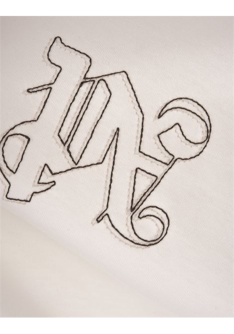 PALM ANGELS T-Shirt Bianca Con Monogram Ricamato - PALM ANGELS Sottocosto