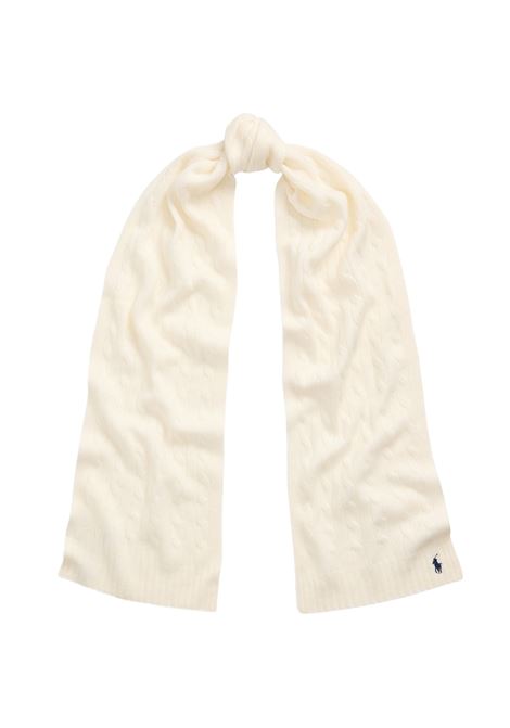 RALPH LAUREN Sciarpa In Lana e Cashmere a Trecce Bianca - RALPH LAUREN In Vendita