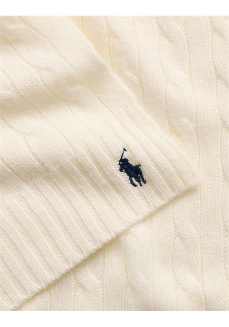 RALPH LAUREN Sciarpa In Lana e Cashmere a Trecce Bianca - RALPH LAUREN In Vendita