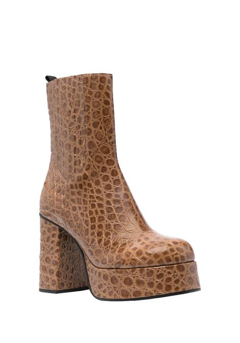 ETRO Stivaletti Platform In Pelle Stampata Marrone - ETRO Offerte