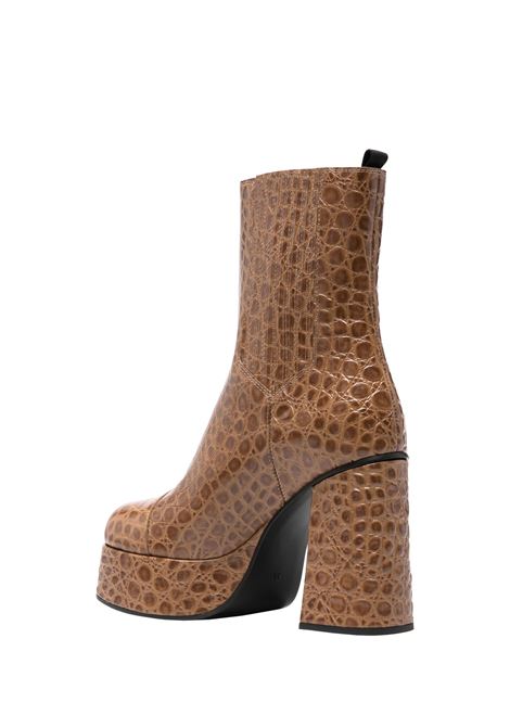 ETRO Stivaletti Platform In Pelle Stampata Marrone - ETRO Offerte
