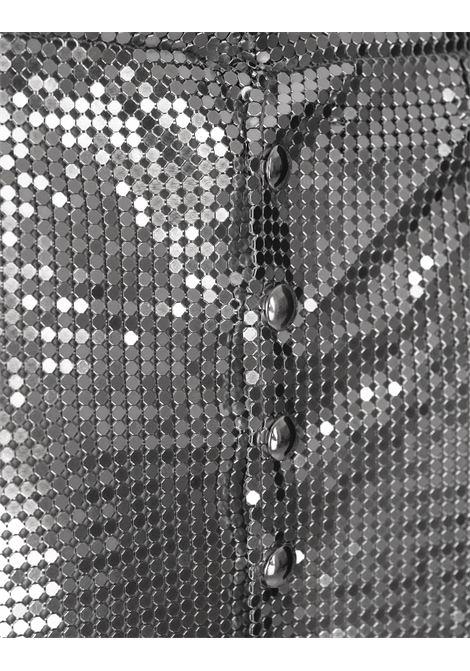 RABANNE Gonna Corta In Mesh Argento Con Anelli e Borchie - RABANNE Italia
