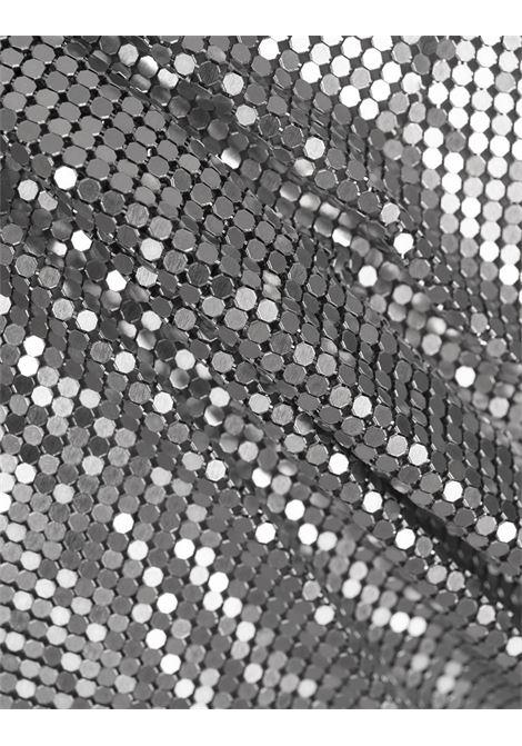 RABANNE Gonna Corta In Mesh Argento Con Anelli e Borchie - RABANNE Italia