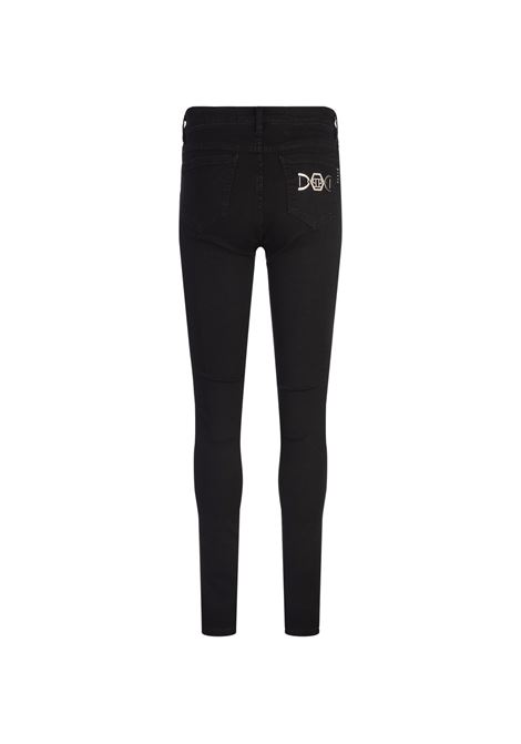 PHILIPP PLEIN Pantaloni Jegging Hexagon a Vita Alta In Denim Nero - PHILIPP PLEIN Convenienza