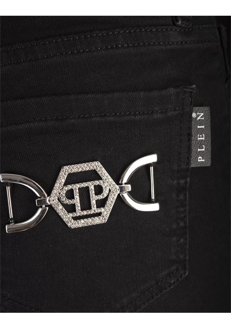 PHILIPP PLEIN Pantaloni Jegging Hexagon a Vita Alta In Denim Nero - PHILIPP PLEIN Convenienza