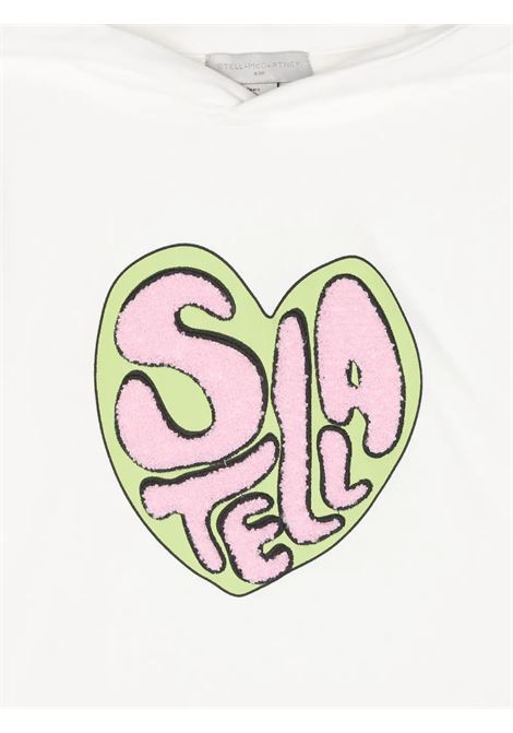 STELLA MCCARTNEY KIDS Felpa con Cappuccio Bianca con Grafica Stella Applicata - STELLA MCCARTNEY KIDS Offerte