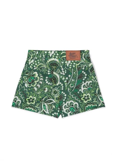 ETRO KIDS Shorts In Denim Verde Con Motivo Paisley - ETRO KIDS Hotsell