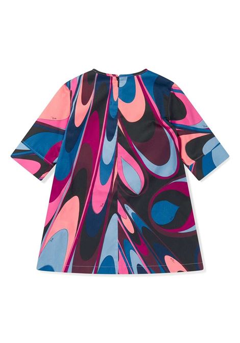EMILIO PUCCI JUNIOR Abito a Maniche Lungo Con Stampa Onde - EMILIO PUCCI JUNIOR Vendita Calda