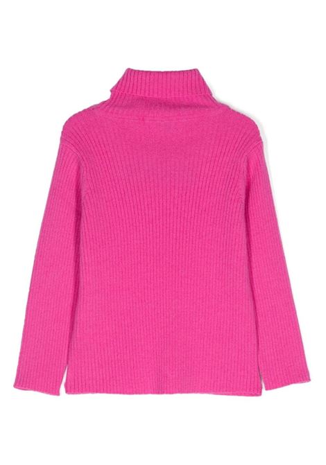 EMILIO PUCCI JUNIOR Maglione a Collo Alto Fucsia Con Logo - EMILIO PUCCI JUNIOR Moda