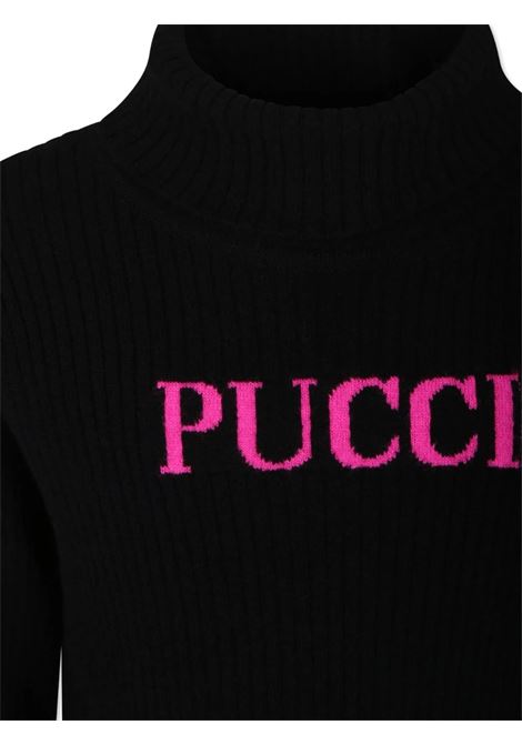EMILIO PUCCI JUNIOR Maglione a Collo Alto Nero Con Logo - EMILIO PUCCI JUNIOR 2025