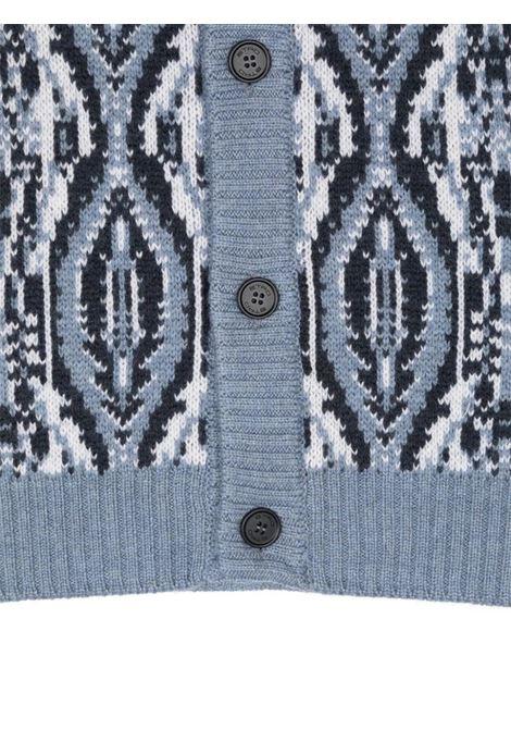 ETRO KIDS Cardigan In Lana Jacquard Azzurra Con Motivi Geometrici - ETRO KIDS Vendita