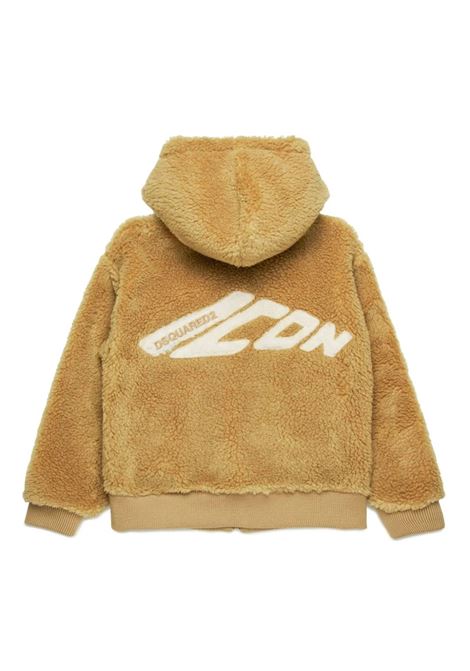 DSQUARED2 KIDS Giacca Con Cappuccio Icon In Teddy Beige - DSQUARED2 KIDS Fino al 65% di sconto