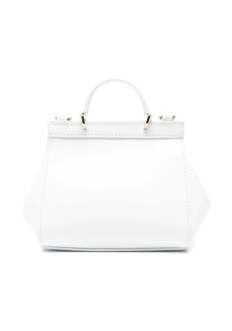DOLCE & GABBANA KIDS Borsa Sicily In Pelle Nappata Bianca Con Lavorazione a Uncinetto - DOLCE & GABBANA KIDS Negozi Online