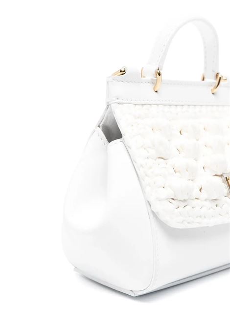 DOLCE & GABBANA KIDS Borsa Sicily In Pelle Nappata Bianca Con Lavorazione a Uncinetto - DOLCE & GABBANA KIDS Negozi Online