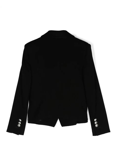 BALMAIN KIDS Blazer Monopetto Nero Con Bottoni Goffrati Argento - BALMAIN KIDS Promozione Limitata