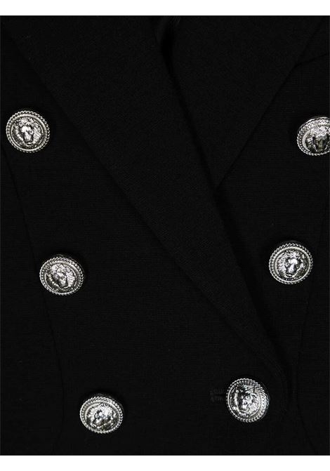 BALMAIN KIDS Blazer Monopetto Nero Con Bottoni Goffrati Argento - BALMAIN KIDS Promozione Limitata