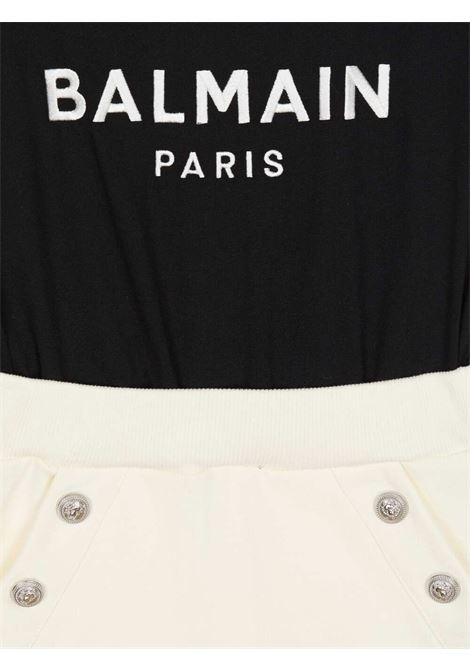 BALMAIN KIDS Abito Bianco e Nero Con Logo e Bottoni - BALMAIN KIDS Shopping Online