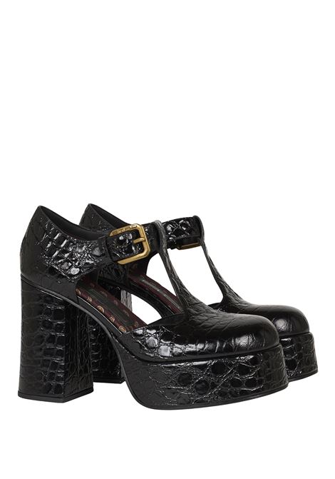 ETRO Sandali Platform Mary Jane In Pelle Stampata Nera - ETRO Negozio