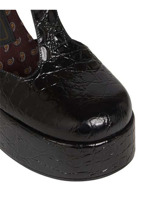 ETRO Sandali Platform Mary Jane In Pelle Stampata Nera - ETRO Negozio