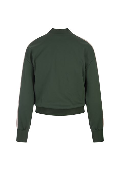 PALM ANGELS Felpa Zip-Up Verde Foresta Con Logo - PALM ANGELS Prezzo di fabbrica