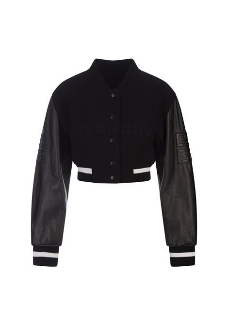 GIVENCHY Bomber Corto GIVENCHY Nero In Lana e Pelle - GIVENCHY Flash Sale
