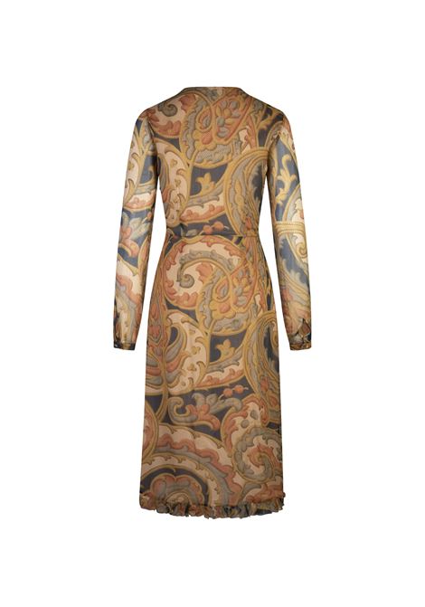 ETRO Abito Midi In Seta Blu Navy Stampata - ETRO Black Friday