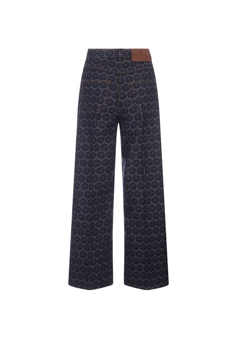 ETRO Jeans a Gamba Larga In Denim Blu Scuro Con Iconico Motivo - ETRO Offerta San Valentino