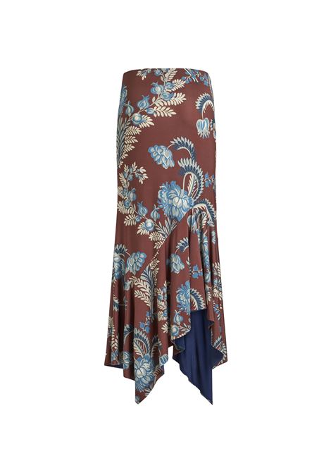ETRO Gonna Midi In Jersey Stampato Bordeaux - ETRO Offerta migliore