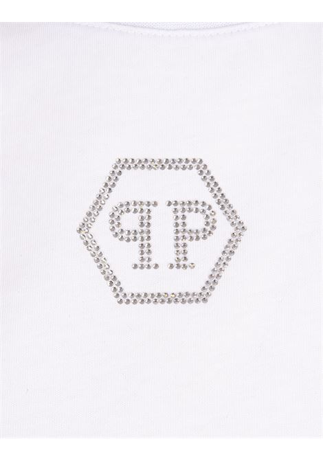 PHILIPP PLEIN T-Shirt Round Neck SS Crystal Hexagon Bianca - PHILIPP PLEIN Lightning offer