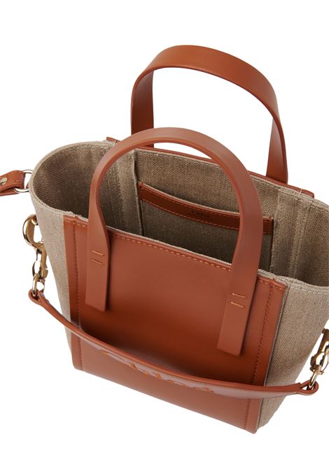 CHLOÉ Borsa "Sense" In Lino Naturale e Pelle Caramel - CHLOÉ Promozione temporanea