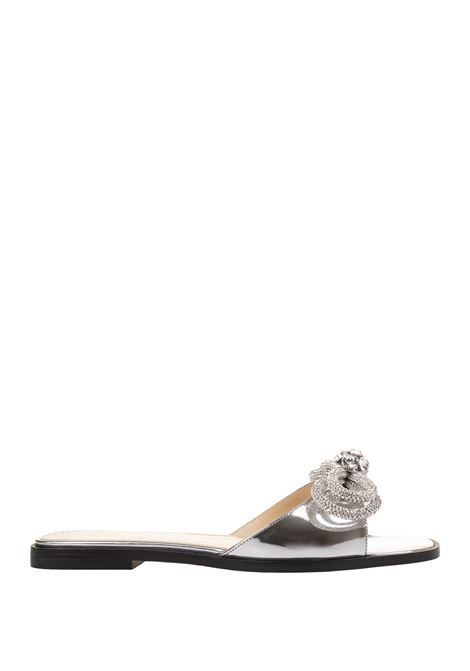 MACH & MACH Sandali Bassi Double Bow In Pelle Specchiata Argento - MACH & MACH Fino al 55% di sconto