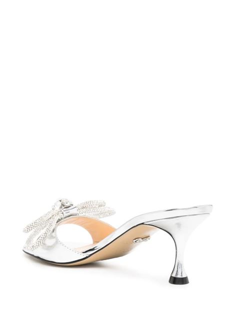 MACH & MACH Mules 65 Double Bow In Pelle Metallizzata Argento - MACH & MACH Super sconto