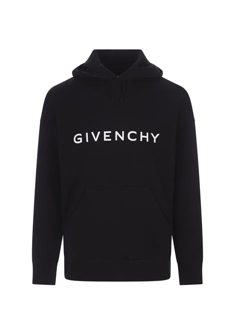 GIVENCHY Felpa Con Cappuccio GIVENCHY Archetype In Tessuto Garzato Nero - GIVENCHY 50% di sconto per tempo limitato