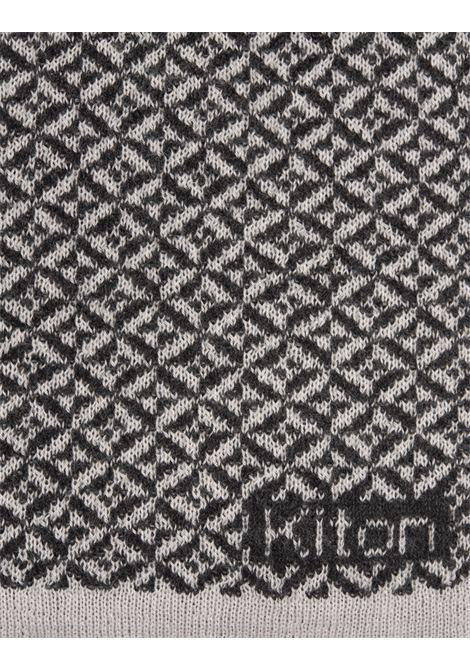 KITON Sciarpa In Cashmere Nero Con Motivo Jacquard - KITON Qualità Garantita